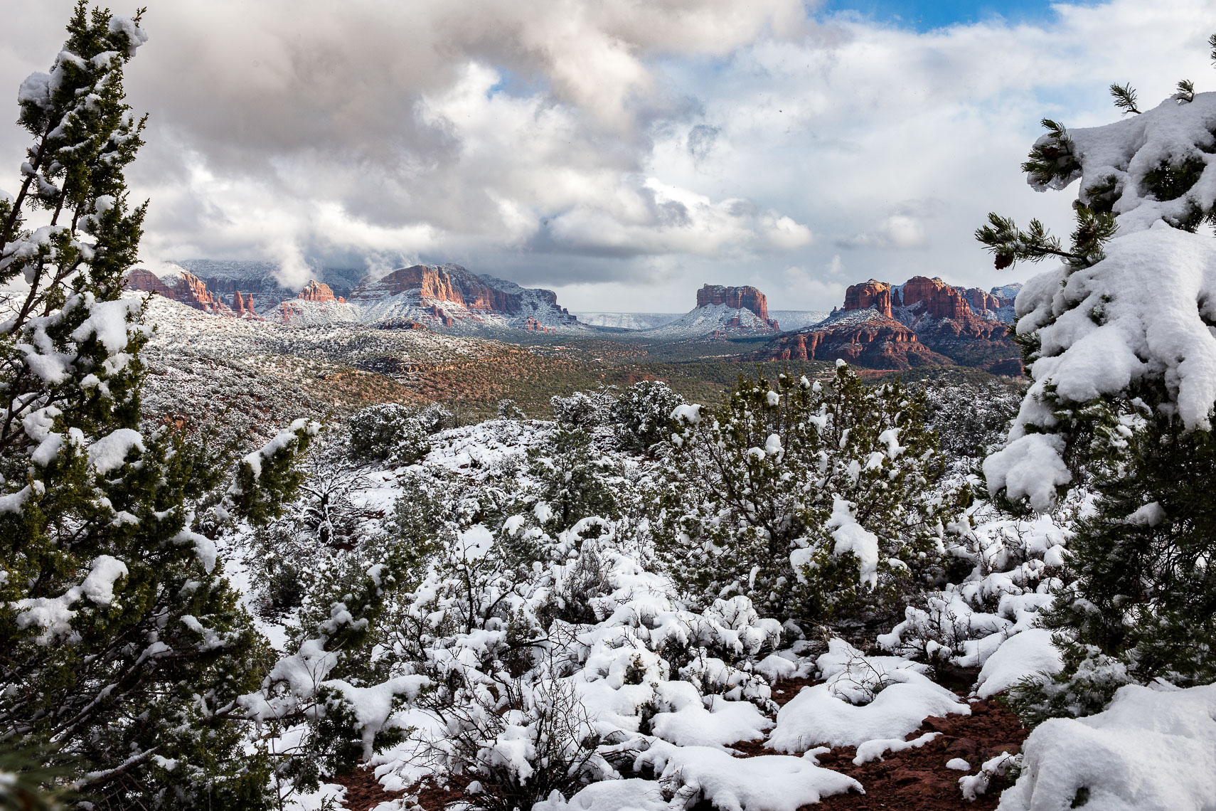 Snow over Sedona from Lovers Point