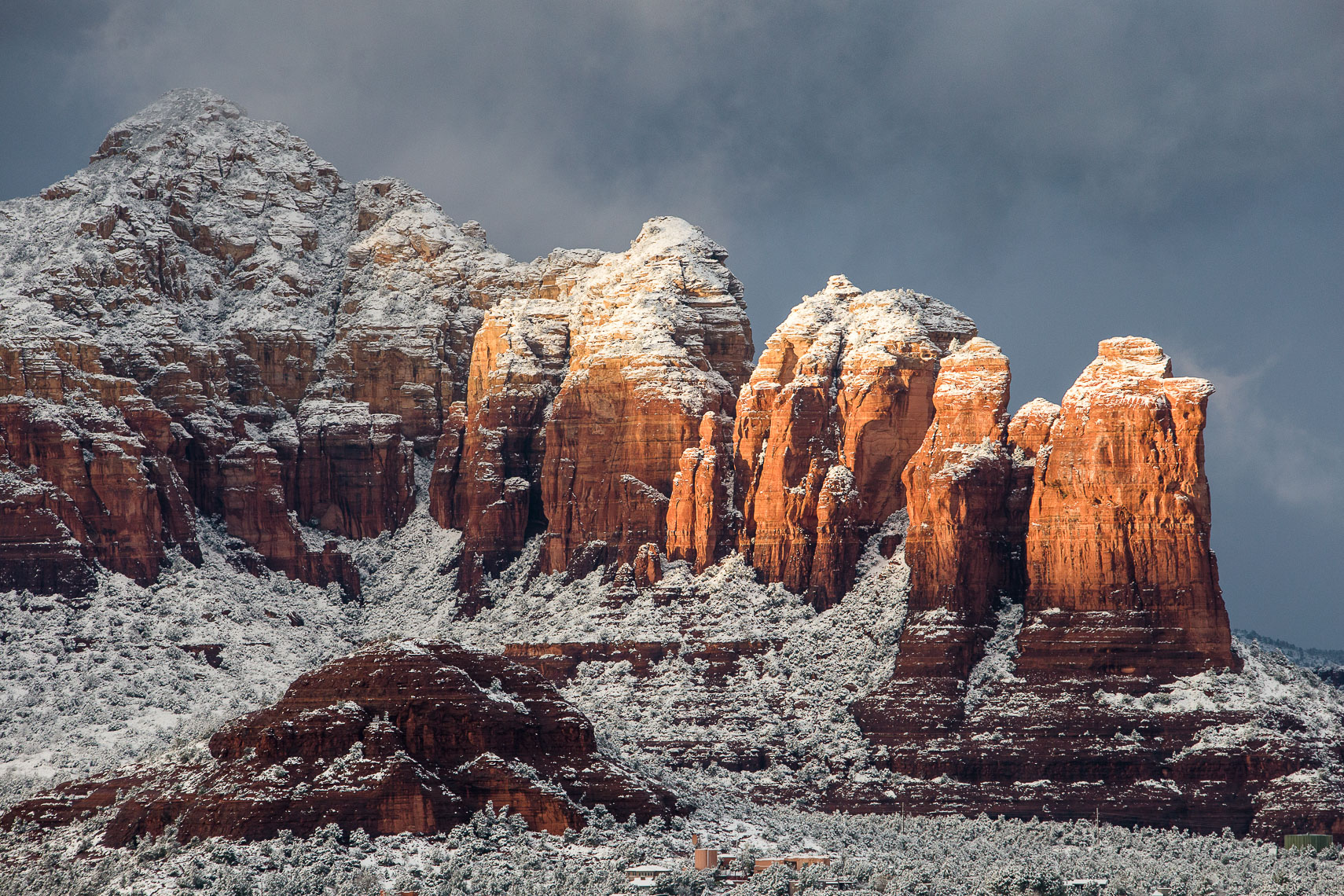 Snow, Coffee Pot Rock, Sunset