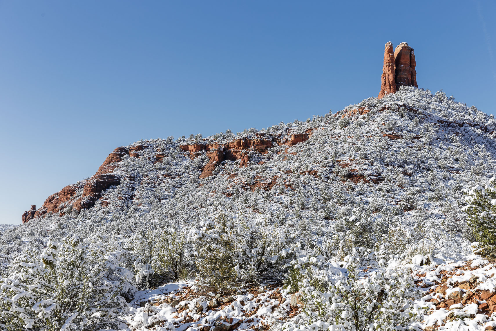 Chimney Rock over Snow